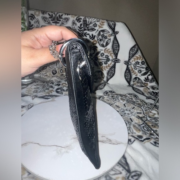 BCBGMaxAzria Shiny Sequin Envelope Clutch, Silvertone Hardware - Picture 6 of 13